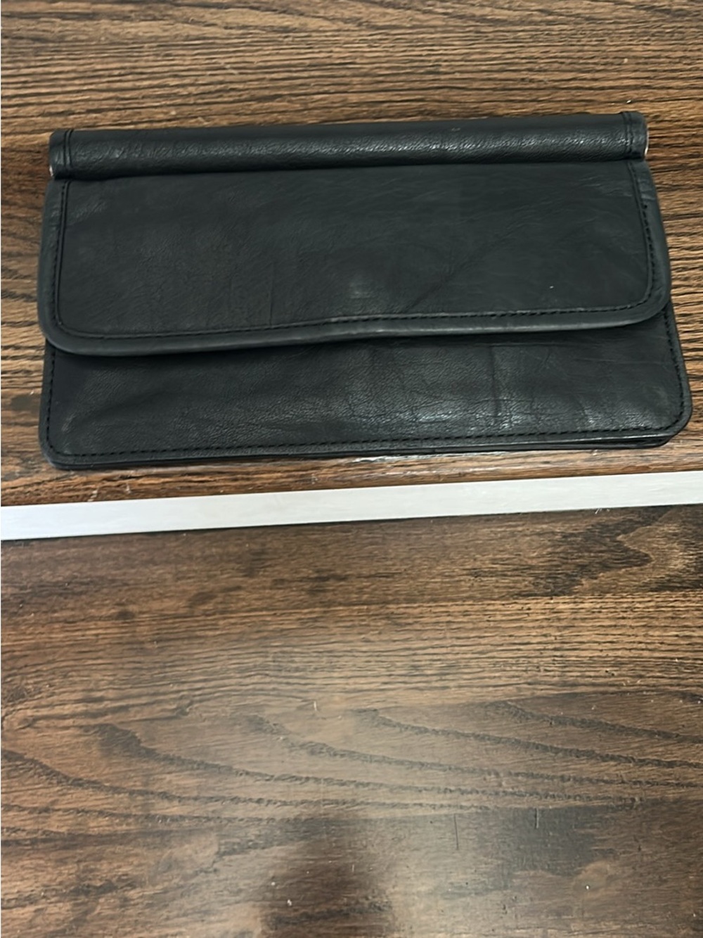 Trouve Slim Black Leather Clutch